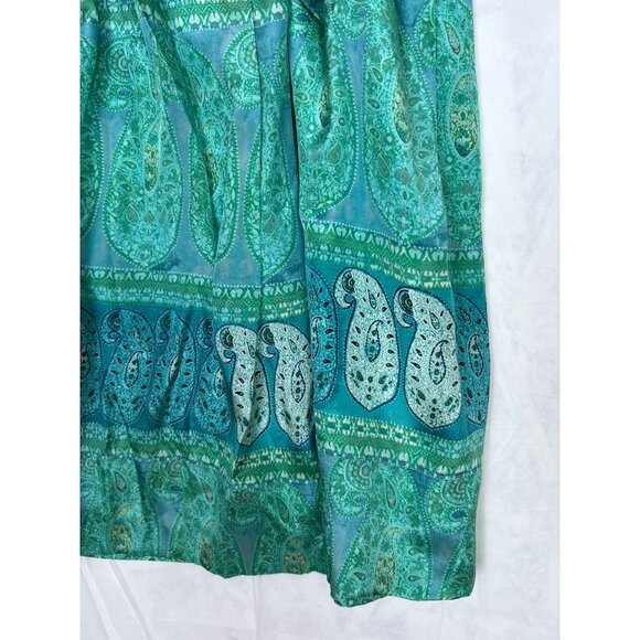 Banana Republic Women's 10 Silk Blend Paisley Boho Midi Wrap Skirt Turquoise - Picture 4 of 12